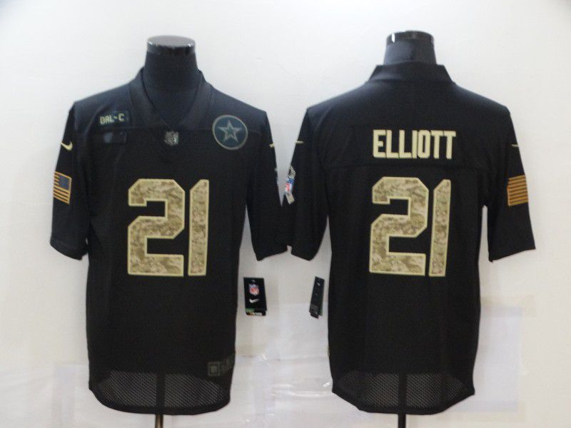 Men Dallas cowboys 21 Elliott Black camo Lettering 2020 Nike NFL Jersey